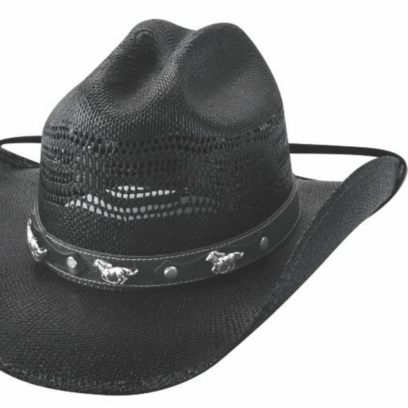 Kids Bullhide Black Straw Western Hat Sharp Witted - Picture 2 of 2